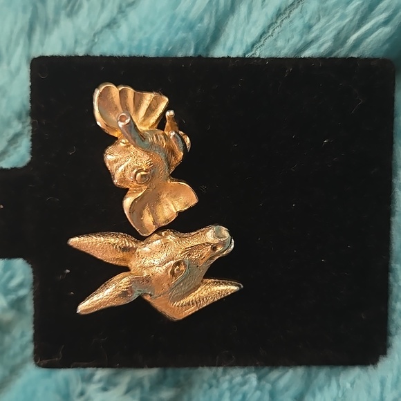 Vintage 1950s/60's era Political Party Tie Tack Pins Set/2 Elephant & Donkey - Picture 2 of 6